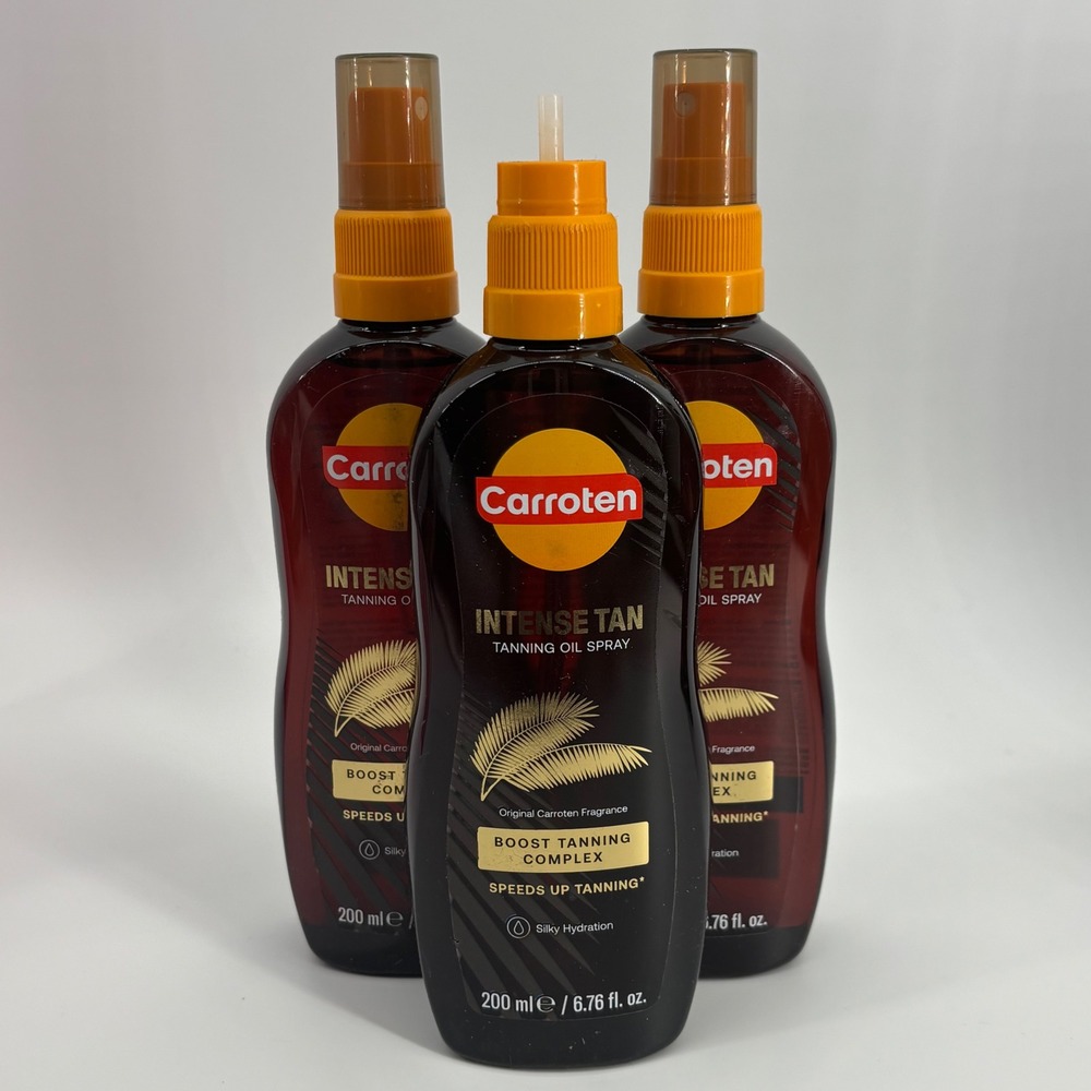 Lot of 3 Carroten Intense Tan Tanning Oil Spray 200ml Boost Tanning Complex REAF